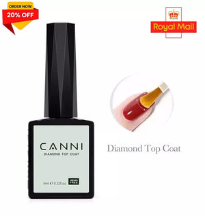 CANNI No Wipe Diamond Top Coat | UV/LED Nail Gel 9ml | HEMA Free | Long-Lasting Shine