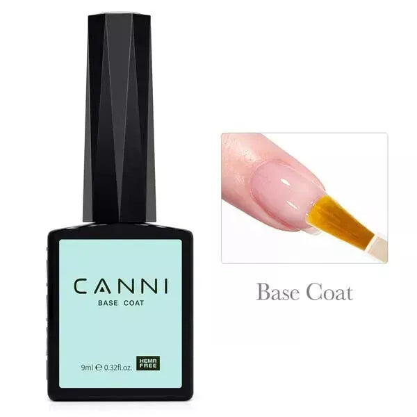 Nail Gel Polish Colors CANNI Base & Top Coat | Soak Off UV/LED 9ml | HEMA FREE Varnish