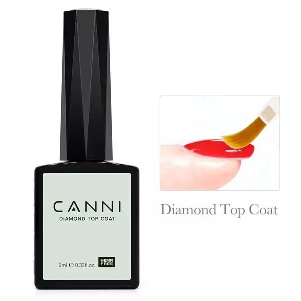 CANNI No Wipe Diamond Top Coat | UV/LED Nail Gel 9ml | HEMA Free | Long-Lasting Shine